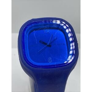 Ladies Fashion Blue Silicon Square Watch Ss.com Fashion Watch New Battery!